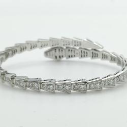 Bulgari Serpenti Viper Snake Diamond 18K White Gold Bracelet Bangle