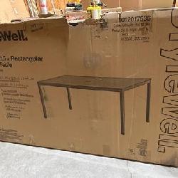 Sandpoint Brown Rectangle Metal 28.5in Outdoor Dining Table