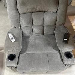 Tested Working Oversized Gray Chenille Power Lift Recliner Chair