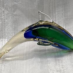 Stunning Murano Style Art Glass Dolphin Blue Green 10