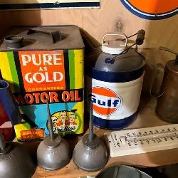 OIL CANS, OILERS NUMEROUS ITEMS