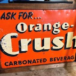 EMBOSSED ORANGE CRUSH SIGN, 25.5x18 
