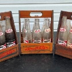 WOODEN CARRIERS AND BOTTLES