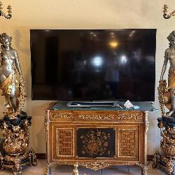 TWO LG FRENCH BELLE EPOQUE BRONZE CANDELABRA