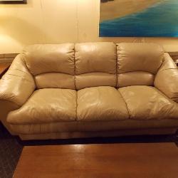 Tan leather sofa