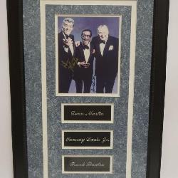 1011	RAT PACK COLLAGE W/FRAMED PHOTO & SIGNED SIGNATURES ATTRIBUTED TO DEAN MARTIN, SAMMY DAVIS JR, FRANK SIGNATURE, APPROXIMATELY 20 IN X 33 IN OVERALL