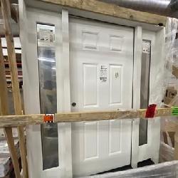 Regency 68 in. x 80 in. 6 Panel RHIS Unfinished White Mahogany Fiberglass Prehung Front Door