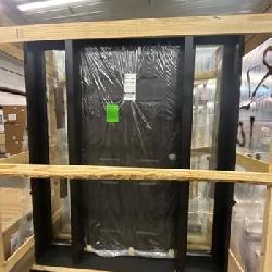 Regency 68 in. x 80 in. 6 Panel LHIS Onyx Stain Mahogany Fiberglass Prehung Front Door