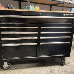 Husky Tool Storage 46 in. W Gloss Black Mobile Workbench Cabinet
