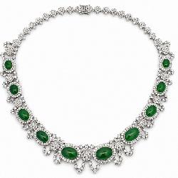 Lot #8299 Jadeite Jade & Diamond Necklace