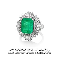 Lot #8285 Colombian Emerald & Diamond Ring-GIA Certified