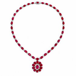 Lot #8300 Ruby and White Sapphire Necklace