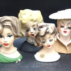 Lot # : 72 - Mid-Century Napco Pottery Lady Head Vases