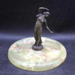 Lot # : 279 - Elegant Bronze Woman Sculpture Carved Stone Base
