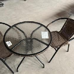 3-Piece Glass Round Outdoor Bistro Set 