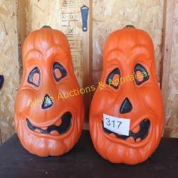 Vtg. Halloween Pumpkin Blow Mold Pair
