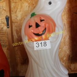 Vtg. Halloween Ghost w/Pumpkin Blow Mold