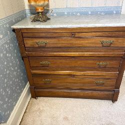 Antique Marble-Top Wooden Dresser
