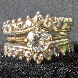 Diamond Solitaire Two-Piece Ring Set, Stones in Ring Guard Test As Glass, Sz 6, Tested With Presidiu