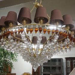 21ST CENTURY OPHELIA GOLD & CRYSTAL COLLECTION BY PARTIZIA GARGANTI, 18 LIGHT HANGING CHANDELIER, APPROXIMATELY 33 IN X 36 IN H NOT INCLUDING CHAIN