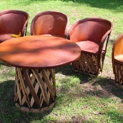 Lot # : 210 - Mexican Folk Art Pigskin Dining Set