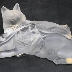 Lot # : 28 - Lalique Happy & Heggie Crystal Cats