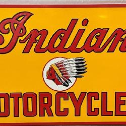 Emb. ‘Indian Motorcycles’ Sign w/Wood Backing, 59in x 39in