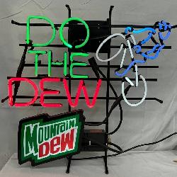 Mountain Dew Neon Sign ‘Do the Dew’ With Bicycle Graphic, 24×25 Inches
