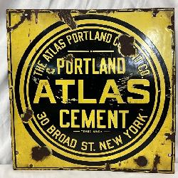 Single-Sided Porcelain Sign for The Atlas Portland Cement Co., 17in x 17in