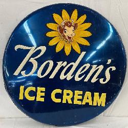 Emb. Metal Convex Borden’s Ice Cream Sign, 36in