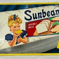 1956 NOS Emb. Sunbeam Bread Metal Sign, 53in x 18in