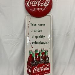 1951 Coca-Cola Pilaster Sign with Six-Pack Graphic, 54×16 Inches