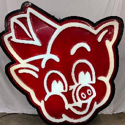 Emb. Lexan Piggly Wiggly Pig Can Sign with 9-Inch Can, 71 x 73 Inches