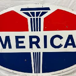 1965 DS Porc. ‘American’ Gasoline Sign, 74in x 44in