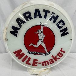  Marathon Milk Glass Gas Pump Globe, 16 inches 