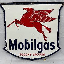 DS Porc. Mobilgas Sign with Pegasus Logo, 58 x 56 Inches
