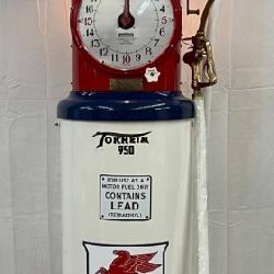 1932 Tokheim 950 Clock Face Gas Pump with Mobilgas Pegasus Globe - Professionally Restored 