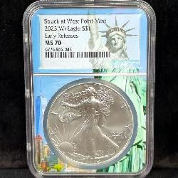2023 American Eagle $1 Silver Coin, 1oz Fine Silver, Graded MS 70 By NGC 