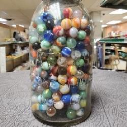 Vintage Atlas Mason Jar with Antique Marbles