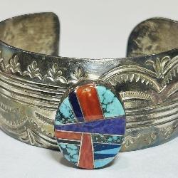 STERLING SILVER CUFF BRACELET SIGNED 57.00GRS