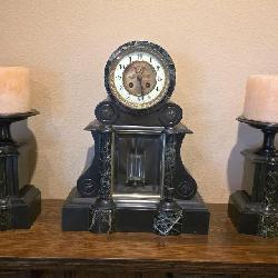 Antique Marble Clock Ensemble