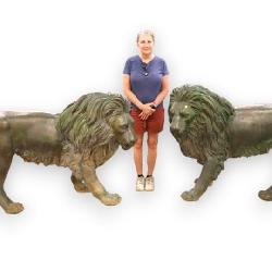 Awesome 6 x 3 ft Match Pair Standing Bronze Lions www.SouthJerseyAuction.com