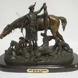 1001PJ MENE CONTEMPORARY BRONZE *AFTER THE HUNT IN SCOTLAND*, APPROXIMATELY 17 IN X 18 IN X 12 IN HIGH