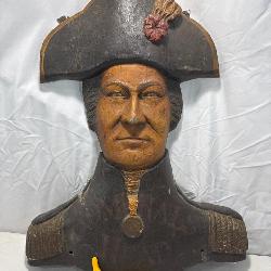 Lot # : 47 - Admirals Head Wood Carved Sign