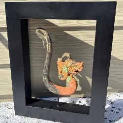 Antique Balinese Naga Dragon Mosquito Net Hook in Floating Shadow Box