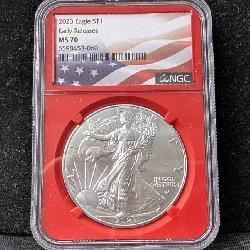 2023 American Eagle $1 Silver Coin, 1oz Fine Silver, Graded MS 70 By NGC 