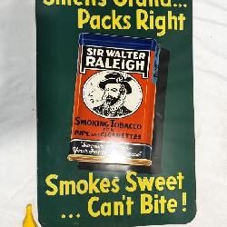 Lot # : 59 - Sir Walter Raleigh Tobacco Tin Advert Sign