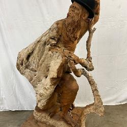 UNUSUAL FOLK ART 5FT. CARVED MAN 