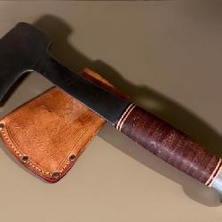 Vtg Leather-Handled Hatchet with Sheathï¿½10.75ï¿½