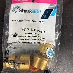 SharkBite 1/2 in. Push Fit X 3/4 in. D FNPT Brass Water Heater Connector with Ball Valve